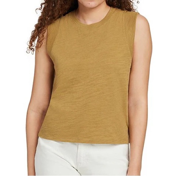 Faherty Tops - Faherty Womens Sunwash Slub Knit Crew Neck Sleeveless Muscle Tank Ancient Bronze